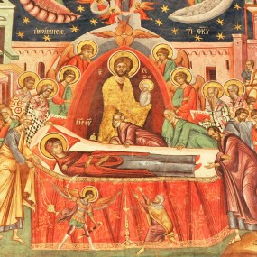 Adormirea Maicii Domnului - frescă, Mănăstirea Hurezi